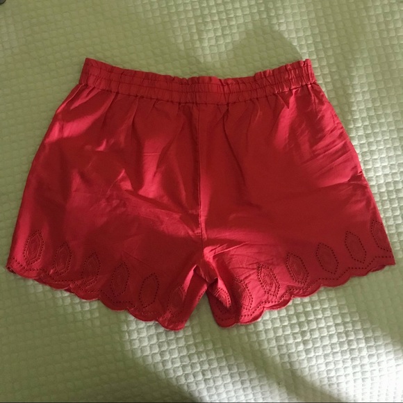 NWOT Joe Fresh Bright Red Scalloped Eyelet Shorts - Picture 6 of 6